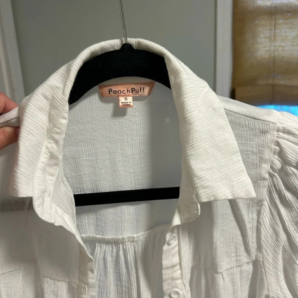 White puff sleeve button up - Picture 6 of 7